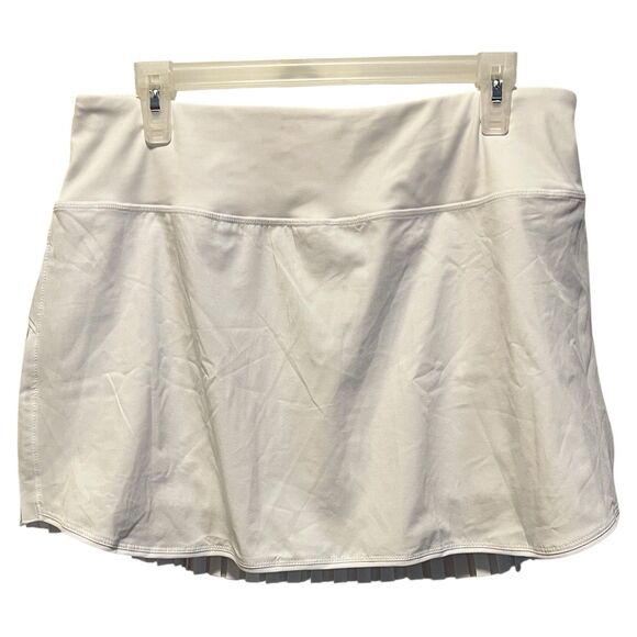 Baleaf White Mini Tennis Stretch Skirt Size XLarge Pleated Back Zip Pocket UPF - Picture 1 of 7